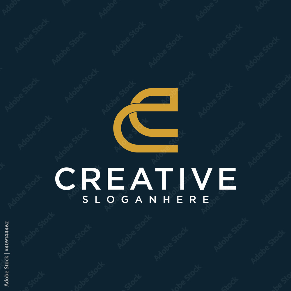 Letter C vector line logo design. Creative minimalism logotype icon symbol