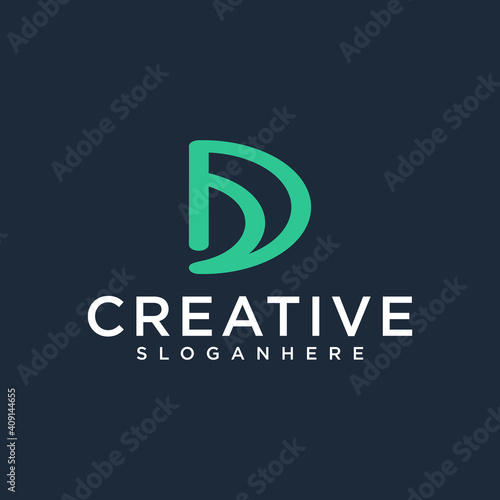 Letter D vector line logo design. Creative minimalism logotype icon symbol