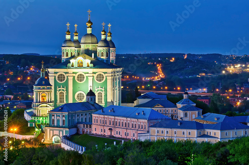 Evening view of the Orthodox Cathedral in Smolensk, Russia photo