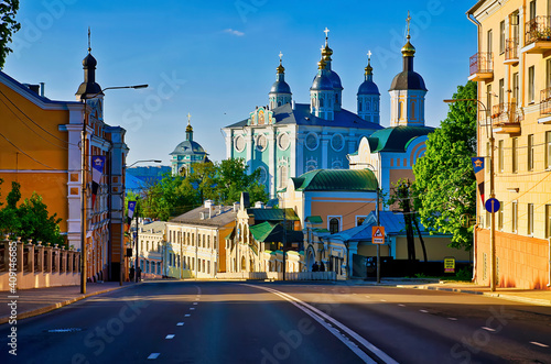 Street view of Holy Assumption Cathedral in Smolensk, Russia photo