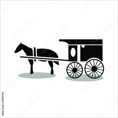 Flat, isolated and trendy horse-drawn carriage. Horse carriage background for your website design logo, app, UI. Vector icon illustration, EPS10.