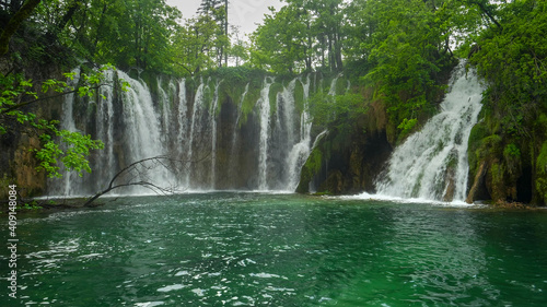 a spring time shot of galovacki buk waterfall in plitvice lakes lakes national park