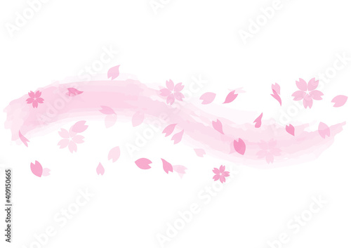 ピンク　春　桜　花びら　罫線　ライン