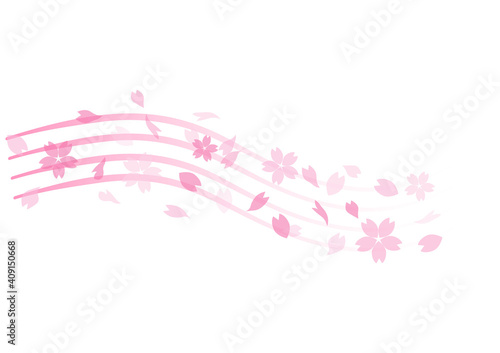 ピンク　春　桜　花びら　罫線　ライン