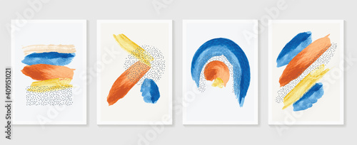 Abstract wall arts vector background collection.  Earth tones Hand drawn organic shape art design for wall framed prints, canvas prints, poster, home decor, cover, wallpaper.