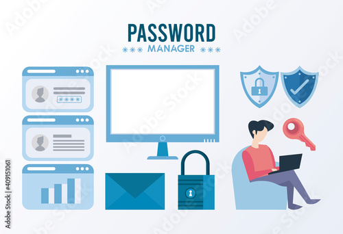 password manager theme with bundle safe set icons