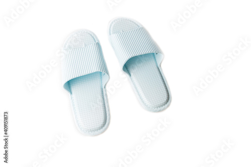 Blue casual slipper for putting on white background
