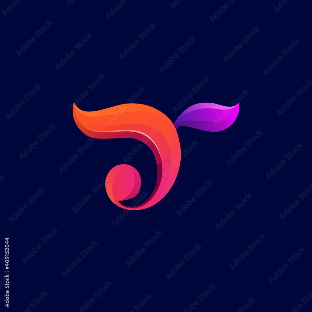 Fototapeta premium awesome letter t leaf logo design gradient