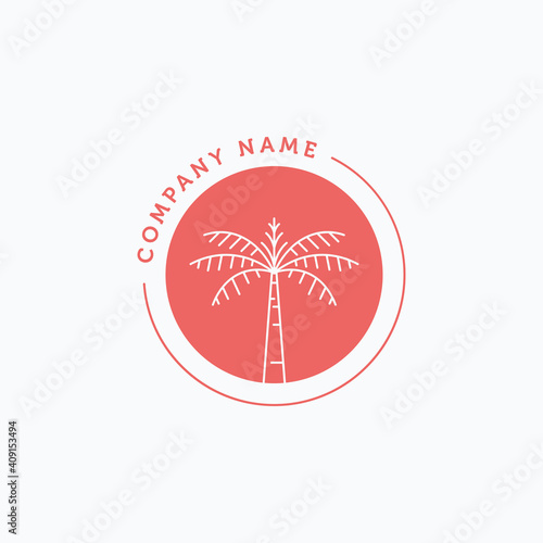 Minimalist line art palm tree vector illustration logo design