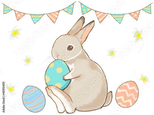 イースターのうさぎのイラスト