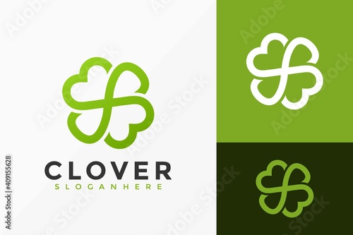Clover Love Logo Design, Minimalist Logos Designs Vector Illustration Template