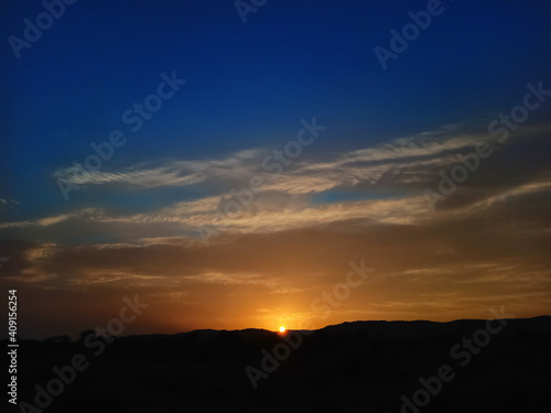 Sunset countryside view of kallar syedan, rawalpindi, punjab, Pakistan.