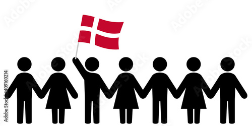 People with danish flag holding hands