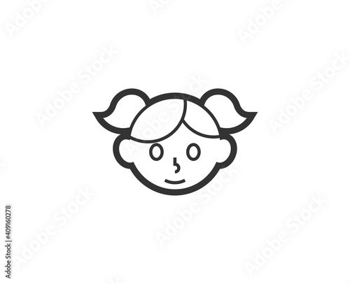 Girl icon. Medical black line sign. Premium quality graphic design pictogram. Outline symbol icon for web design, website and mobile app on white background. 