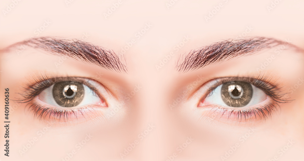 Close-up beautiful girl with tan color eye Close-up beautiful girl with tan color eye