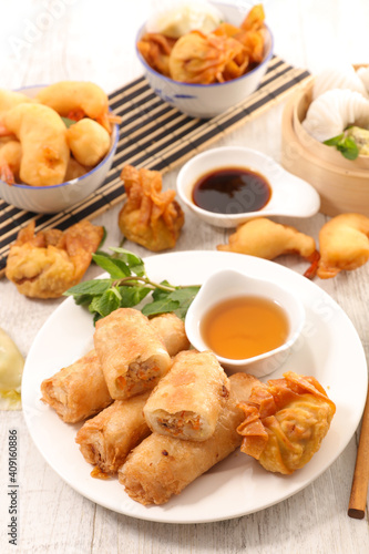 assorted of asian food- top view