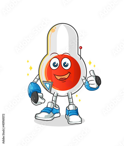 thermometer robot character. cartoon mascot vector