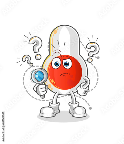 thermometer searching illustration. character vector
