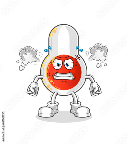 thermometer very angry mascot. cartoon vector