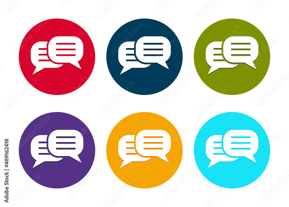 Conversation icon modern flat round button set illustration Conversation icon modern flat round button set illustration