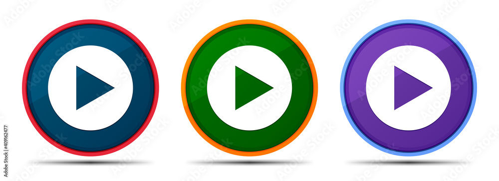Play icon silky smart flat round buton set illustration Play icon silky smart flat round buton set illustration