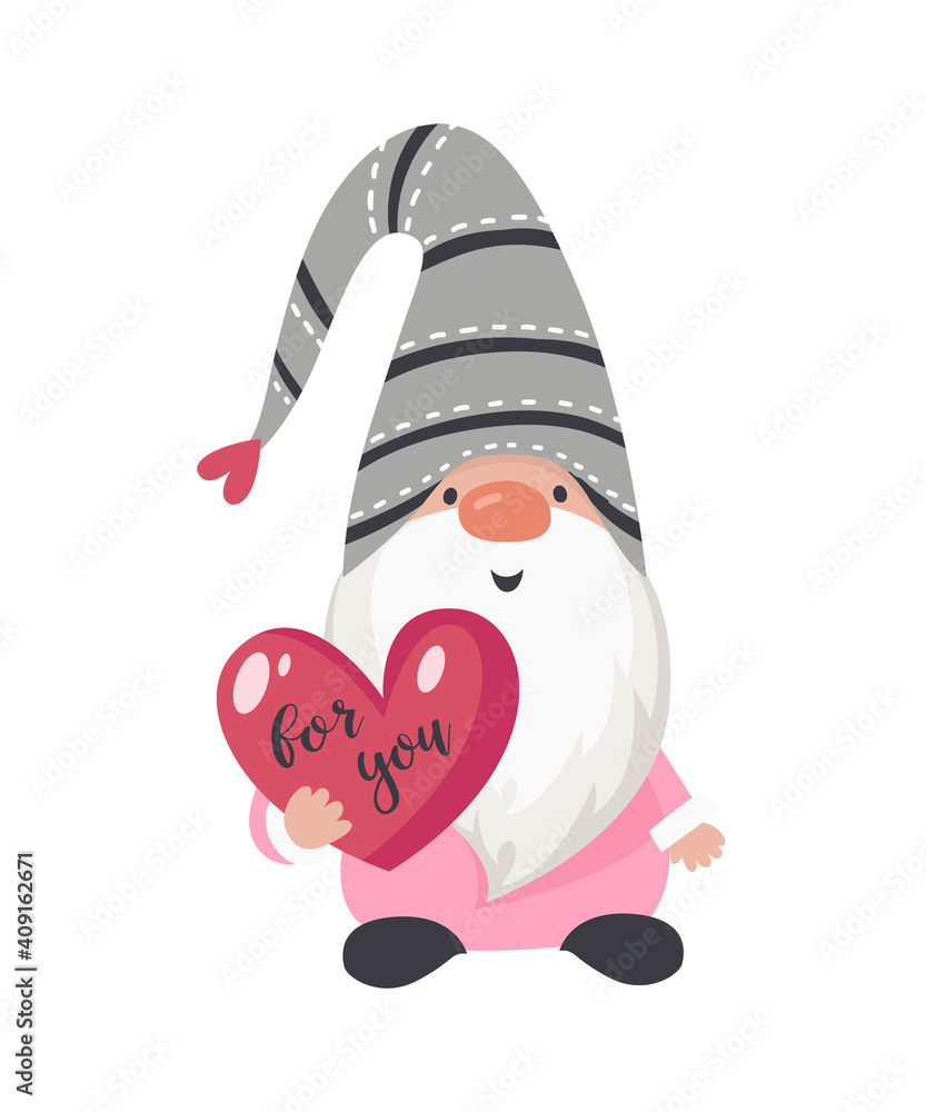 Valentine gnome with a red heart. Valentine gnome with a red heart.