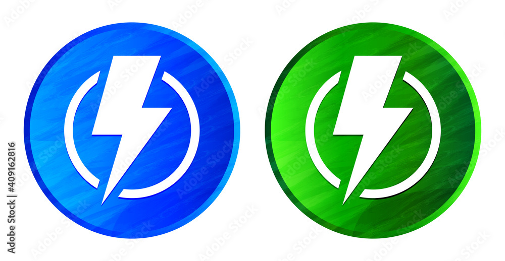 Lightning bolt icon grunge texture round button set illustration Lightning bolt icon grunge texture round button set illustration