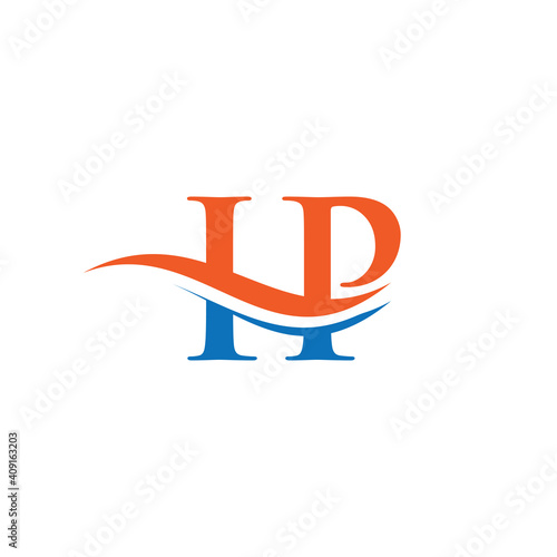 IP letter logo design. Premium Letter IP Logo Design with water wave concept.