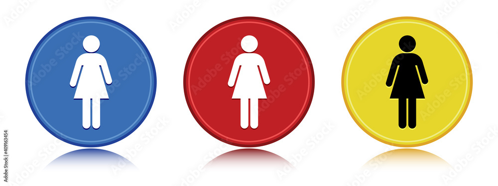 Woman icon flat round button set illustration Woman icon flat round button set illustration