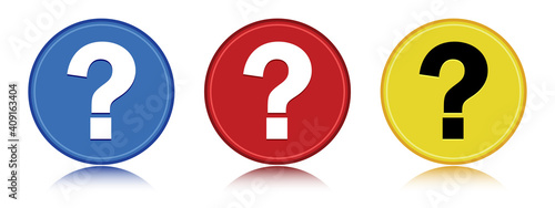 Question mark icon flat round button set illustration