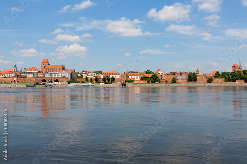 View from the Vistula River from viewing platform of the Old Town, Torun, Poland