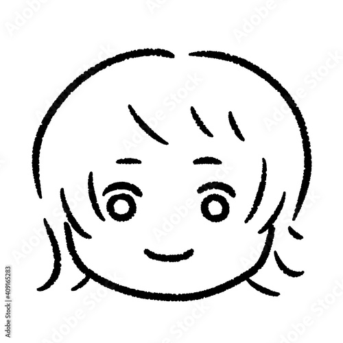 女の子のフチありのシンプルタッチイラスト