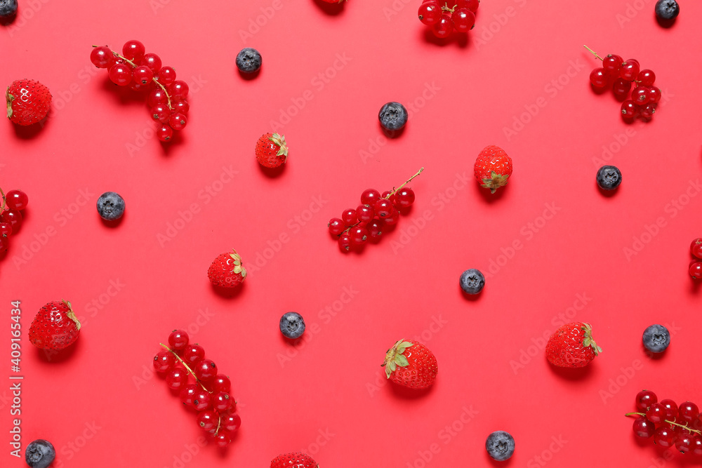 Different ripe berries on color background Different ripe berries on color background