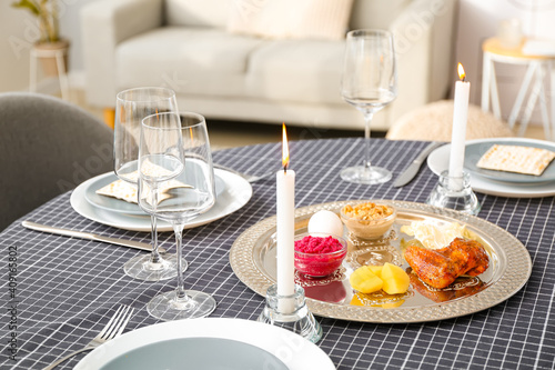 Table served for Passover Seder (Pesach)