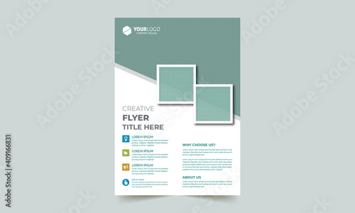 Flyer Brochure Poster Template Layout Design. Corporate Business Flyer Mockup. Creative Modern Concept with Dynamic Abstract Shapes on Flyer Background. 