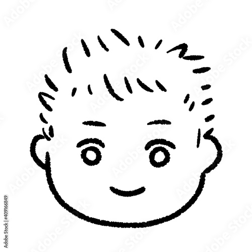 男の子のフチありのシンプルタッチイラスト
