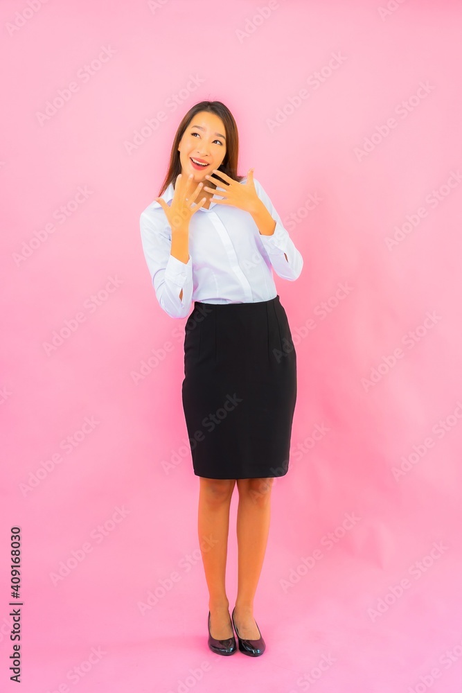 Portrait beautiful young business asian woman with action Portrait beautiful young business asian woman with action