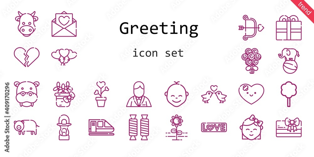 greeting icon set. line icon style. greeting related icons such as love, groom, balloons, tree, broken heart, bouquet, cow, lantern, heart, pig, flower, cupid, hippopotamus, love birds, plant, baby greeting icon set. line icon style. greeting related icons such as love, groom, balloons, tree, broken heart, bouquet, cow, lantern, heart, pig, flower, cupid, hippopotamus, love birds, plant, baby