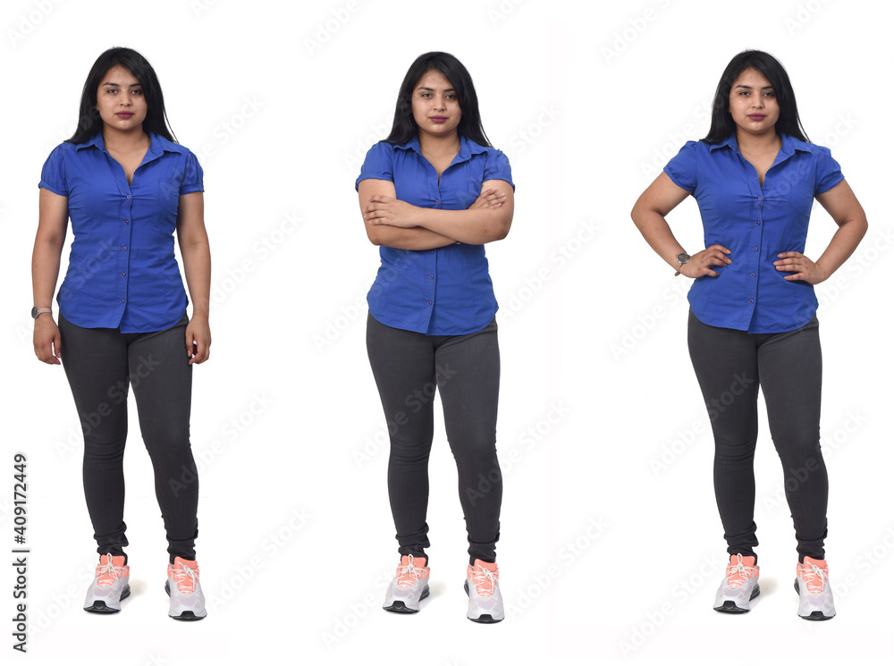 Obraz premium front view of a woman on white background