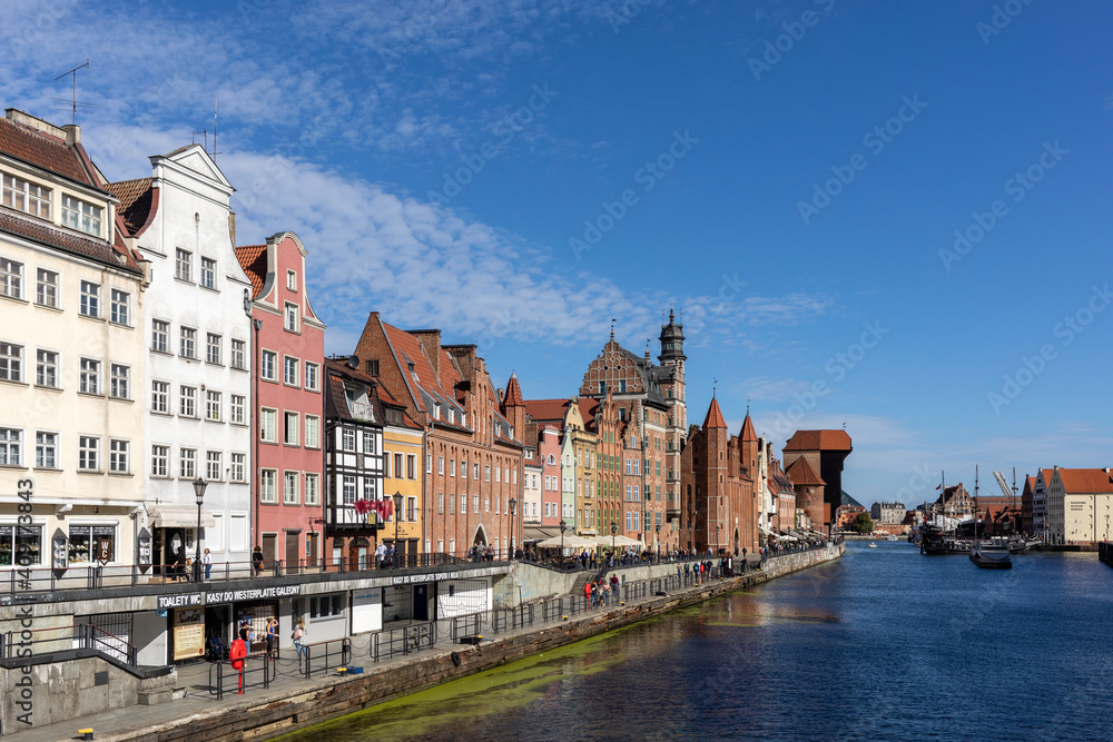 Fototapeta premium Gdansk, Old Town - historic buildings on the banks of the River Motlawa, Poland