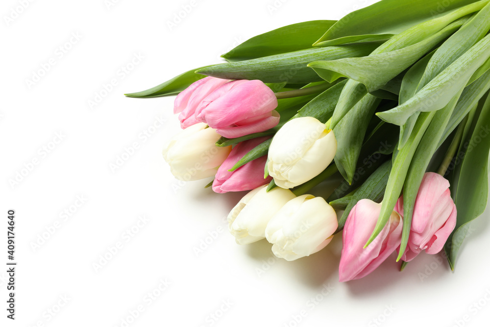 Fototapeta premium Beautiful tulips bouquet isolated on white background