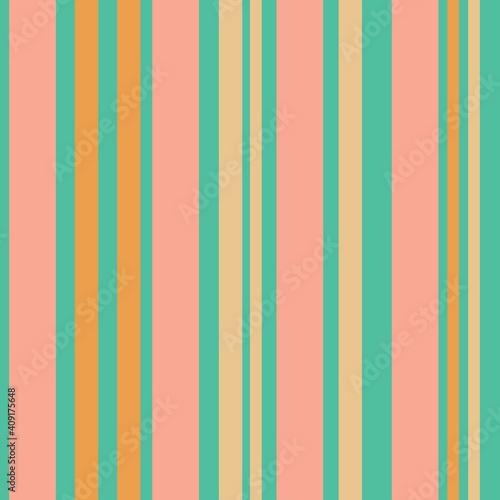 Bright Colorful seamless stripes pattern. Vertical stripes. Simple vector texture with thin and thick vertical lines. Modern Abstract vector background. Stylish trendy spring summer colors.