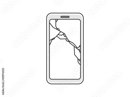 液晶画面が割れたスマートフォンのイラスト