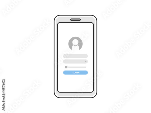 ログイン画面が表示されたスマートフォンのイラスト
