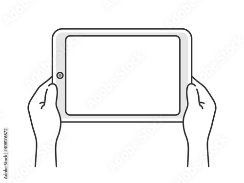 タブレットPCを持つイラスト