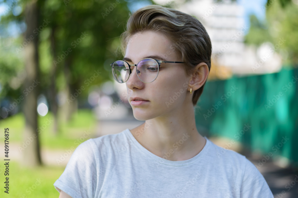 Portrait of beautiful young woman wearing glasses. Portrait of beautiful young woman wearing glasses.
