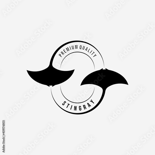 Manta ray or Sting ray Logo Vector Vintage, Design and Illustration of Skate Fish Ocean