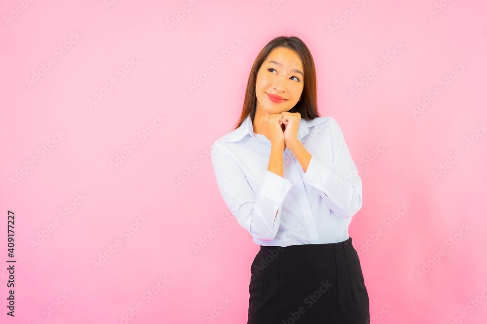 Portrait beautiful young business asian woman with action Portrait beautiful young business asian woman with action