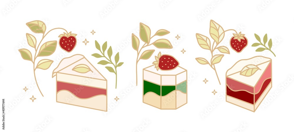 Set of colorful pastry, cake, and bakery elements for clipart or logo template Set of colorful pastry, cake, and bakery elements for clipart or logo template