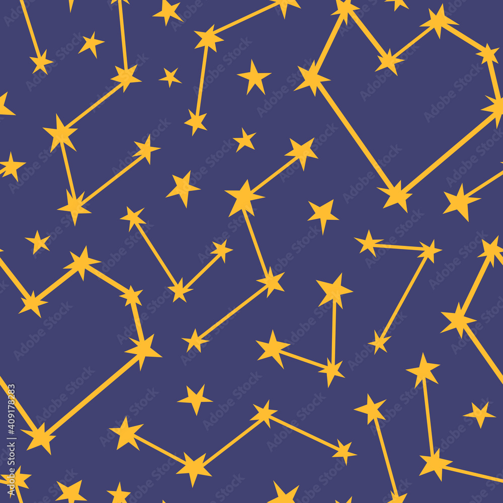Vector seamless pattern with heart shaped constellations Vector seamless pattern with heart shaped constellations